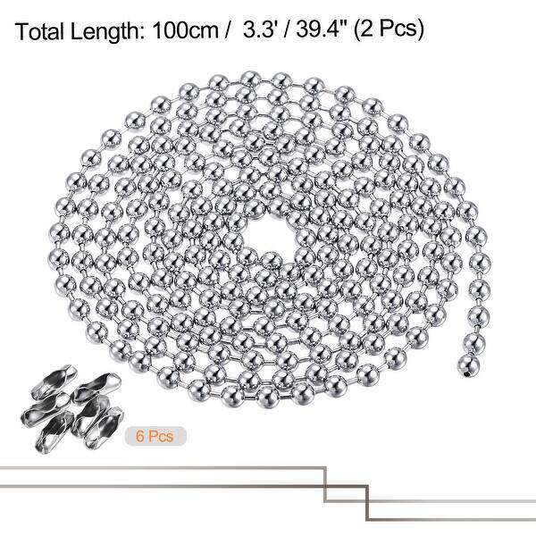 2pcs Pull Chain Extension 39.4" Long 0.12" Dia. Beaded Link with Clasp